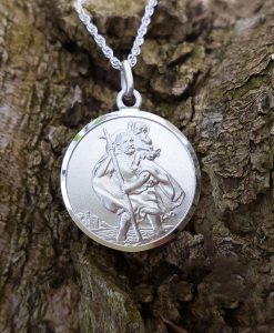 Sterling Silver 1.9cm Unisex Men's St Christopher Necklace