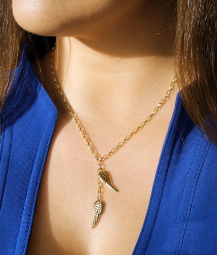 9ct yellow gold angel wings necklace