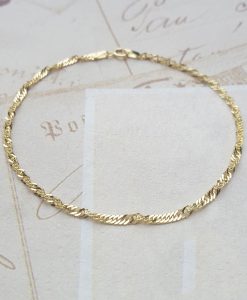 9ct Yellow Gold Diamond Cut Twist Curb Bracelet 7"