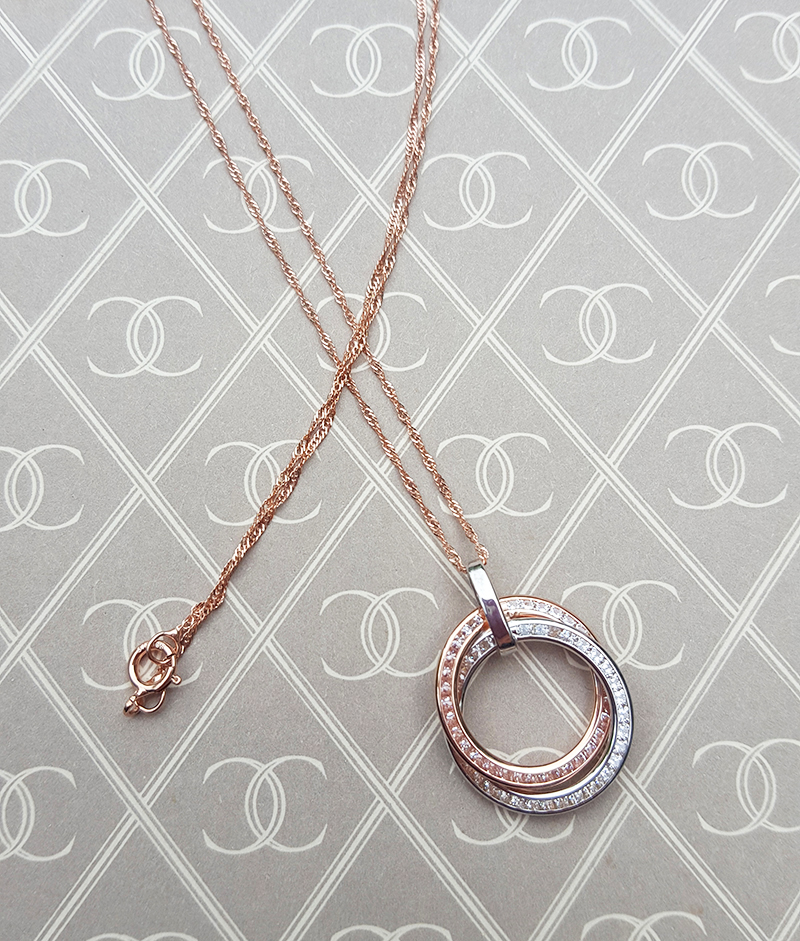 9ct Rose \u0026 White Gold Circle Necklace 