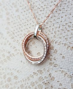 9ct Rose & White Gold Circle Necklace