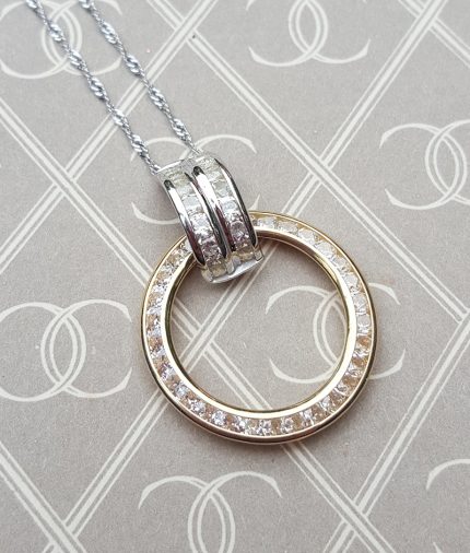 9ct Yellow & White Gold Circle of Love & Life Necklace