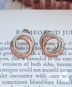 9ct Two Colour Gold Circle Earrings with Cubic Zirconia