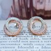 9ct Two Colour Gold Circle Earrings with Cubic Zirconia