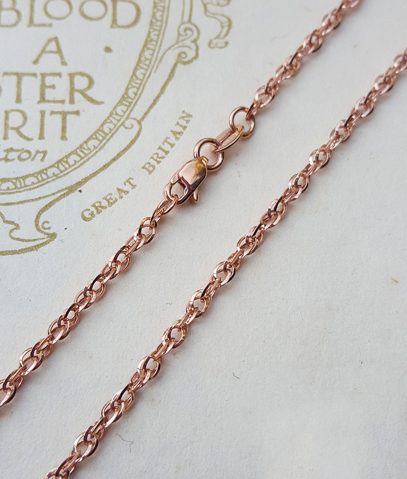 9ct Rose Gold 1.7mm Diamond Cut Prince of Wales Chain Necklace 16 18 20