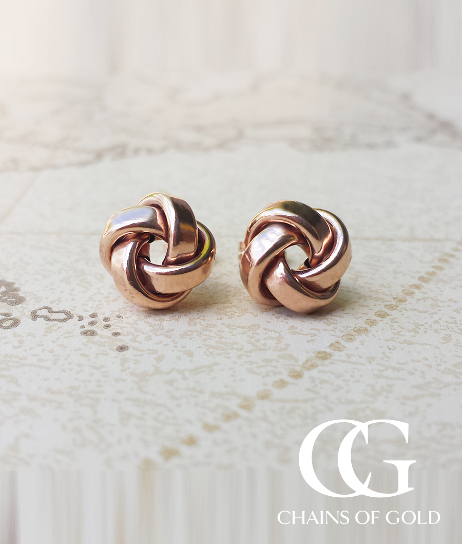 9ct Rose Gold Knot Stud Earrings Chains of Gold