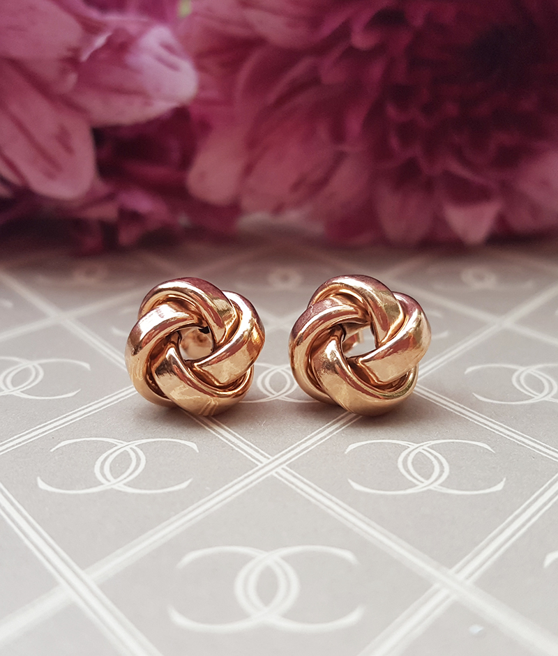 9ct Rose Gold Knot Stud Earrings Chains Of Gold