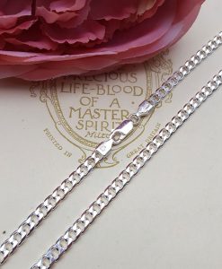 Sterling Silver 4mm Diamond Cut Curb Chain 18" 20"