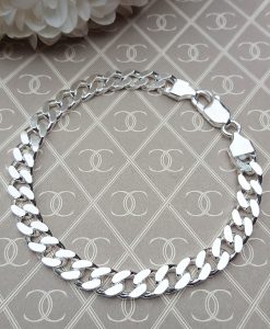 Chunky Sterling Silver 6mm Curb Bracelet 8"