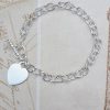 Personalised Sterling Silver Belcher Bracelet with Heart Charm 7.5"