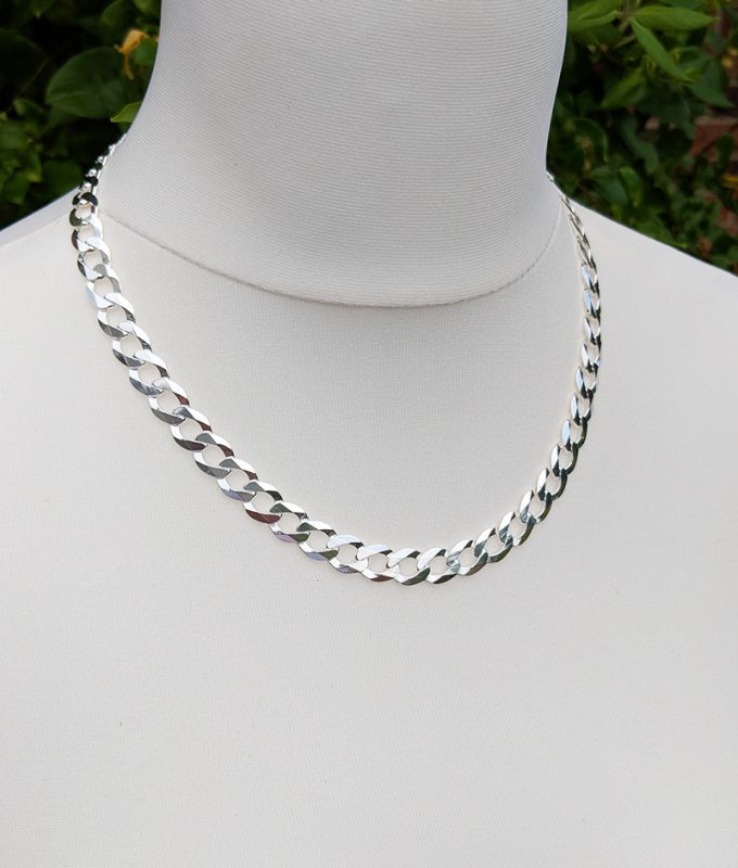 Mens' Heavy Sterling Silver 9.5mm Flat Curb Chain 20" 26''