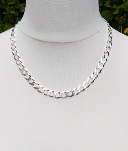 Sterling Silver 9.5mm Flat Curb Chain 