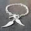 Sterling Silver t-bar bracelet with angel wings