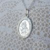 Sterling Silver Oval St Christopher Necklace: Large & Small