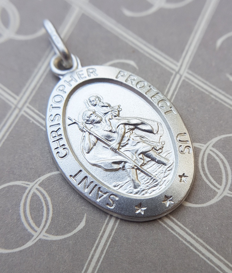 Sterling Silver Oval St Christopher 