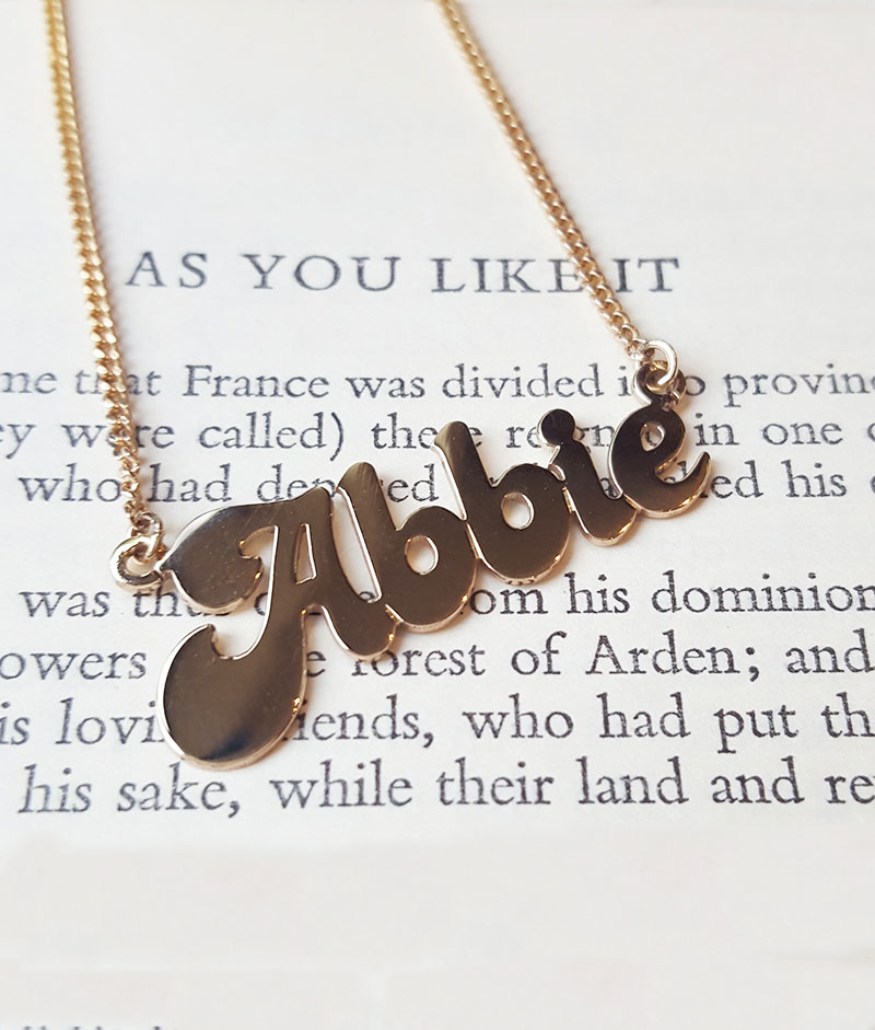 solid gold name pendant
