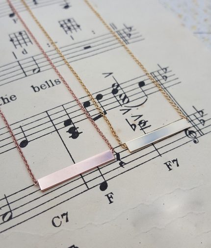 9ct Gold Horizontal Bar Necklace in Rose or Yellow