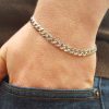 9ct White Gold Diamond Cut Curb Bracelet 8"