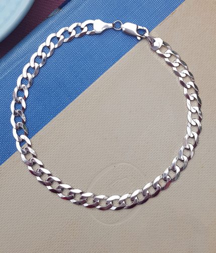9ct White Gold Diamond Cut Curb Bracelet 8"