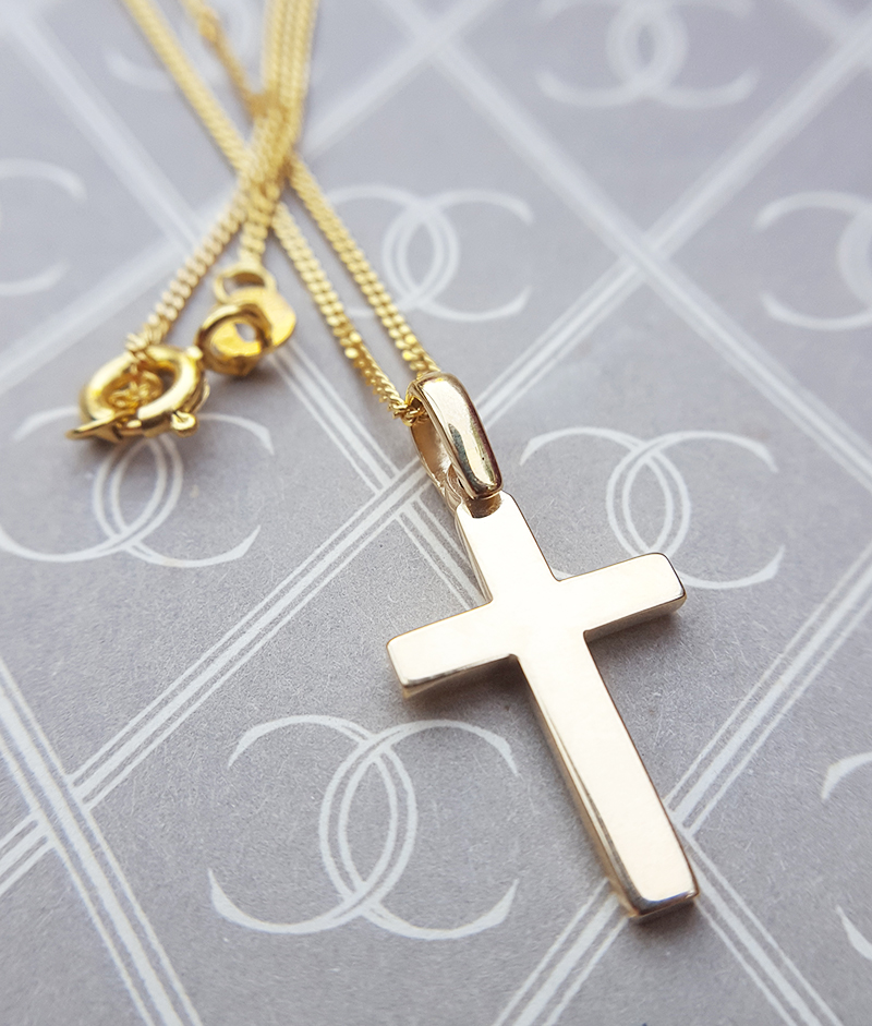 Small Solid Hand Made 9ct Gold Cross Pendant