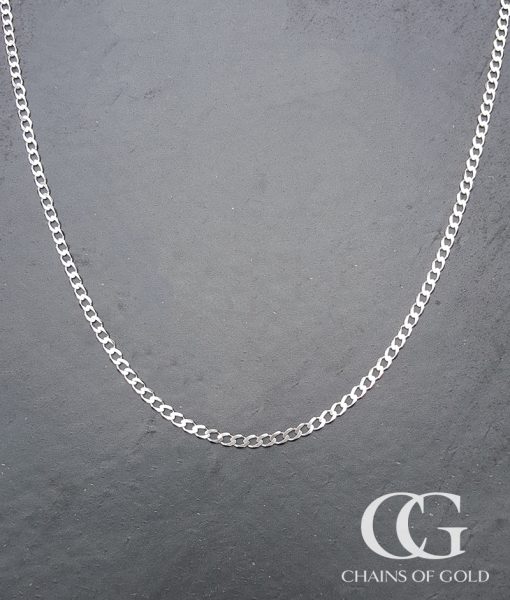 Men's Ladies Solid 9ct White Gold Curb Chain Necklace 20 22 24 inches