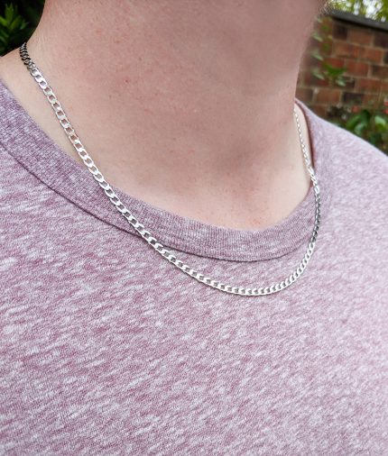Men's Ladies Solid 9ct White Gold Curb 