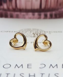 9ct Yellow Gold Open Heart Stud Earrings