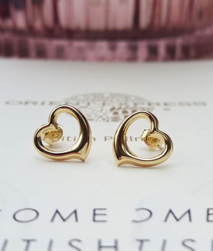 9ct Yellow Gold Open Heart Stud Earrings