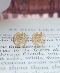 Delicate 9ct Yellow Gold Filigree Stud Earrings