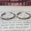 White gold hoop earrings with a hammered finish