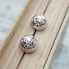 9ct White Gold Diamond Cut Half Ball Stud Earrings