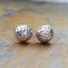 9ct White Gold Diamond Cut Half Ball Stud Earrings