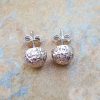 9ct White Gold Diamond Cut Half Ball Stud Earrings