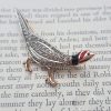 Victorian Inspired 9ct Rose Gold & Diamonds Pheasant Brooch Pin