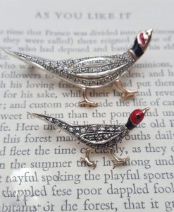 Victorian Inspired 9ct Rose Gold & Diamonds Pheasant Brooch Pin