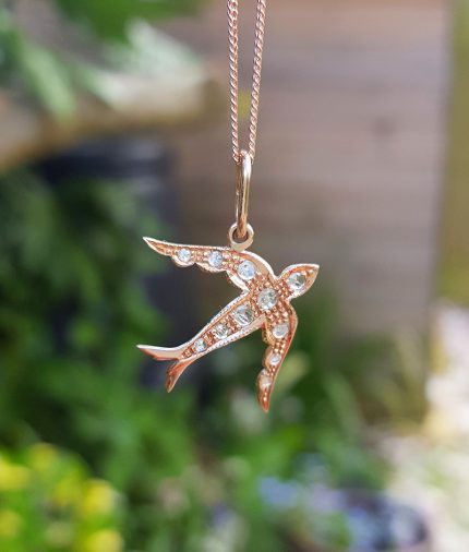 Rose Gold Vintage Swallow Bird Necklace 