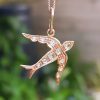rose gold swallow bird pendant necklace