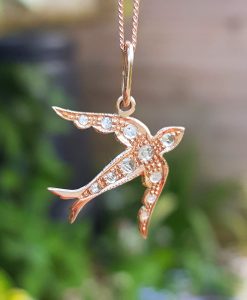 rose gold swallow bird pendant necklace