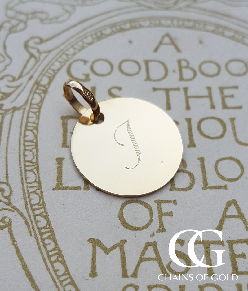 Personalised Solid 9ct Gold Disc Pendant Necklace (Yellow, White or Rose)