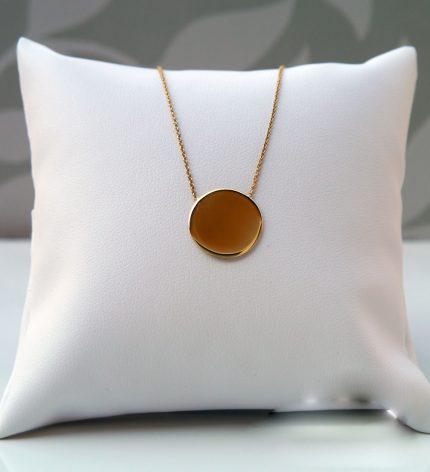 9ct yellow gold polished disc necklace pendant