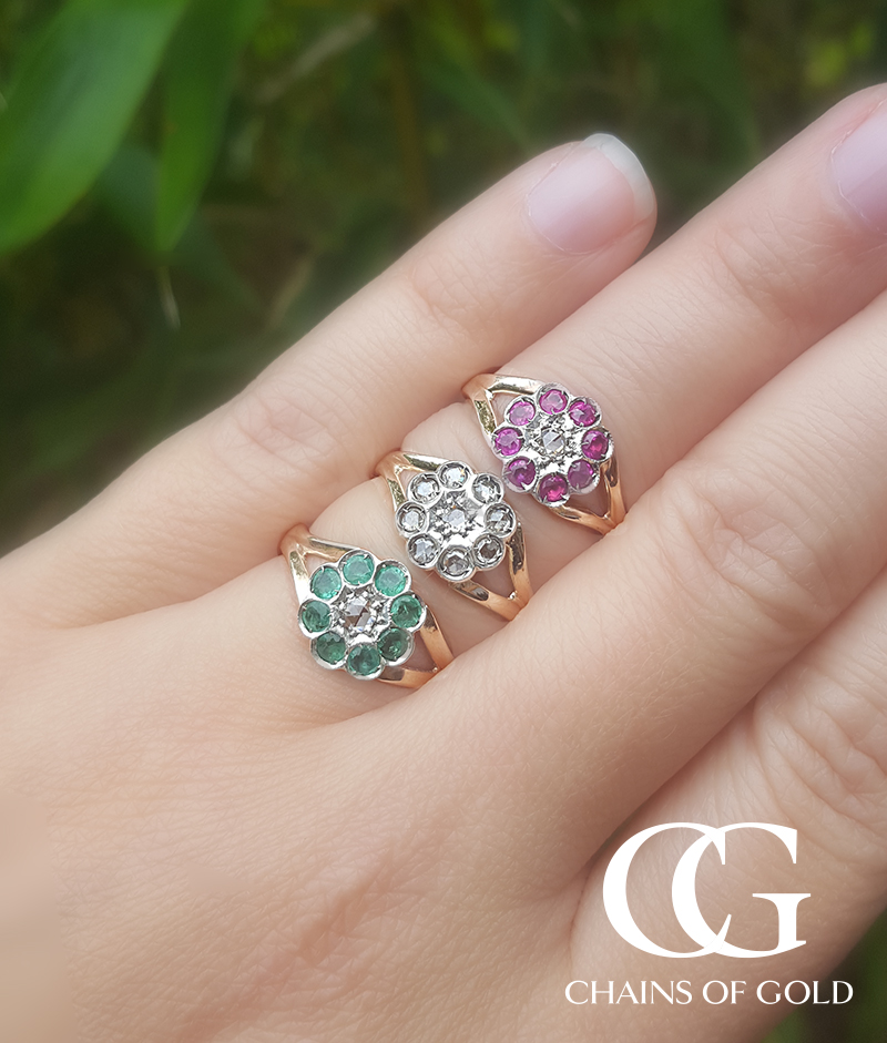 Green Amethyst & Diamond Flower Ring - 10K Rose Gold, Oval 12x10mm Stone, Size Adjustable