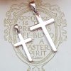 Sterling Silver Classic Plain Cross Necklace (Medium & Large)