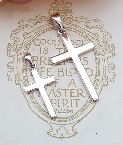 Sterling Silver Classic Plain Cross Necklace (Medium & Large)