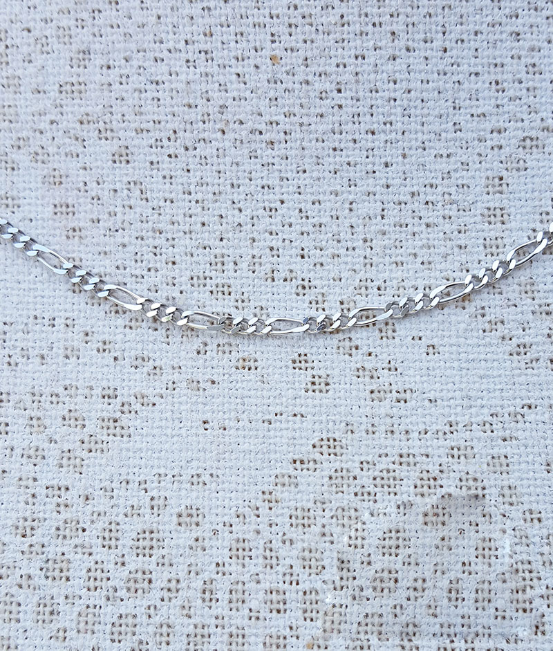 Solid 9ct White Gold Diamond Cut Figaro 