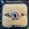 Victorian Inspired 9ct Rose Gold Sapphire & Diamonds Flower Ring