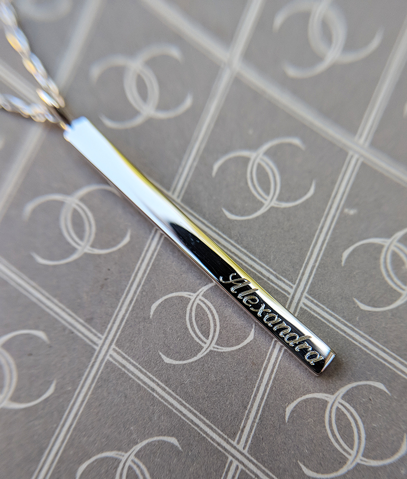 Solid silver bar necklace for mum