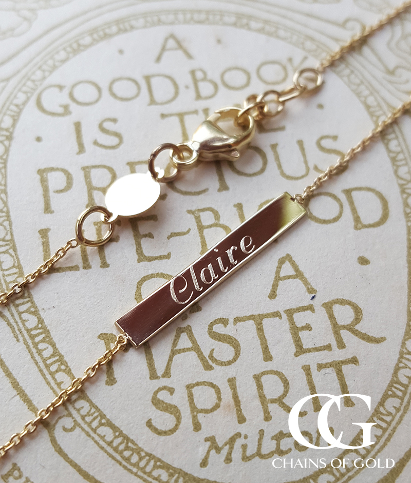 Personalised 9ct Gold Horizontal Bar Bracelet