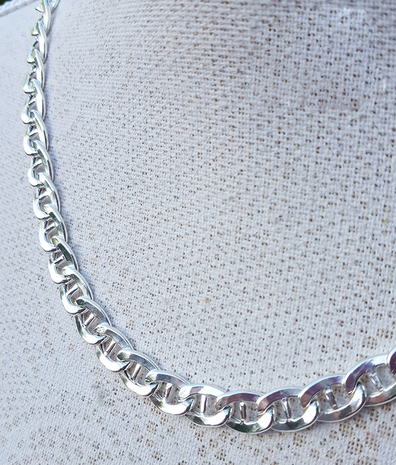 Men s 6mm Sterling Silver Anchor Chain Necklace 20 22 24