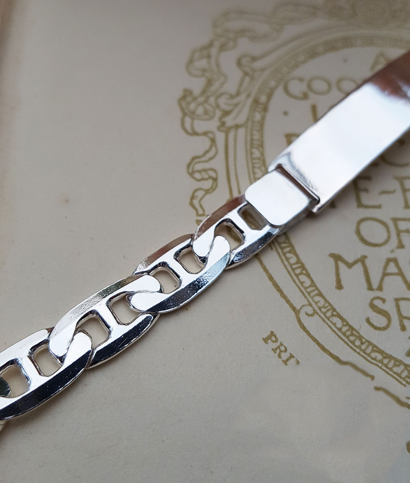 Sterling Silver Anchor ID Bracelet 7