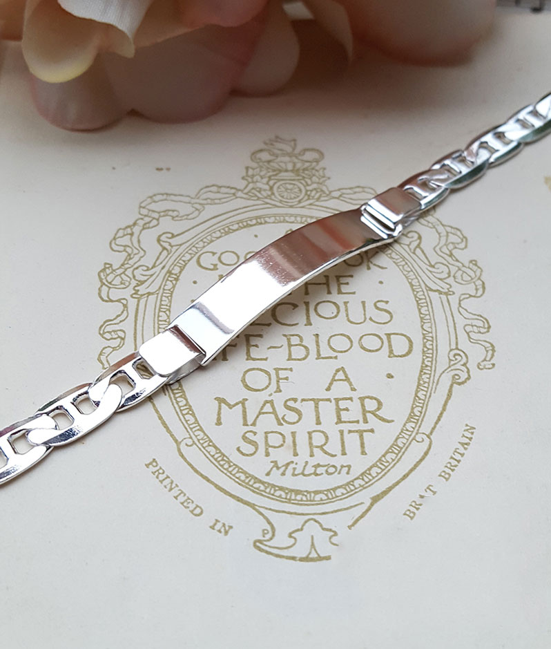 Personalised Men s Sterling Silver Flat Anchor ID Bracelet 8